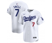 Men's Los Angeles Dodgers #7 Blake Snell White 2024 Home Limited Stitched Baseball Jersey