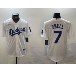 Men's Los Angeles Dodgers #7 Blake Snell White Cool Base Stitched Baseball Jersey