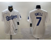 Men's Los Angeles Dodgers #7 Blake Snell White Cool Base Stitched Baseball Jersey