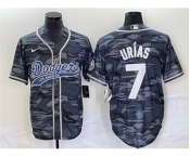 Men's Los Angeles Dodgers #7 Julio Urías Gray Camo Cool Base With Patch Stitched Baseball Jersey