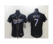 Men's Los Angeles Dodgers #7 Julio Urias Black 2021 Iridescent Logo Jersey Jersey