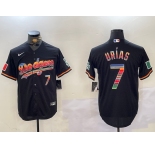Men's Los Angeles Dodgers #7 Julio Urias Black Rainbow Mexico Cool Base Stitched Jersey