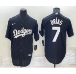 Men's Los Angeles Dodgers #7 Julio Urias Black Turn Back The Clock Stitched Cool Base Jersey