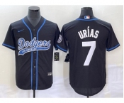 Men's Los Angeles Dodgers #7 Julio Urias Black With Patch Cool Base Stitched Baseball Jersey1