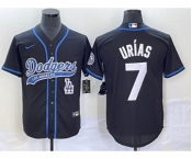 Men's Los Angeles Dodgers #7 Julio Urias Black With Patch Cool Base Stitched Baseball Jersey