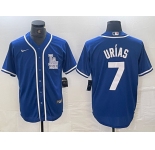 Men's Los Angeles Dodgers #7 Julio Urias Blue Cool Base Stitched Baseball Jersey