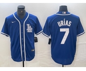 Men's Los Angeles Dodgers #7 Julio Urias Blue Cool Base Stitched Baseball Jersey