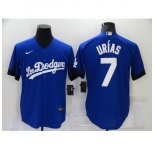 Men's Los Angeles Dodgers #7 Julio Urias Blue Game City Player Jersey