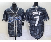 Men's Los Angeles Dodgers #7 Julio Urias Gray Camo Cool Base With Patch Stitched Baseball Jersey