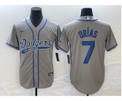 Men's Los Angeles Dodgers #7 Julio Urias Grey With Patch Cool Base Stitched Baseball Jersey1