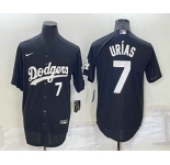 Men's Los Angeles Dodgers #7 Julio Urias Number Black Turn Back The Clock Stitched Cool Base Jersey