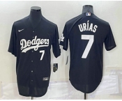 Men's Los Angeles Dodgers #7 Julio Urias Number Black Turn Back The Clock Stitched Cool Base Jersey
