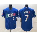 Men's Los Angeles Dodgers #7 Julio Urias Number Blue Cool Base Stitched Jersey4