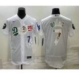 Men's Los Angeles Dodgers #7 Julio Urias Number White With Vin Scully Patch Flex Base Stitched Baseball Jerseys