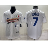 Men's Los Angeles Dodgers #7 Julio Urias Rainbow Blue White Mexico Cool Base Nike Jersey