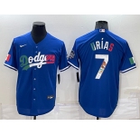 Men's Los Angeles Dodgers #7 Julio Urias Royal Mexico Cool Base Stitched Baseball Jersey