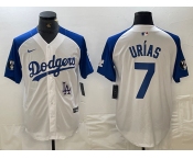 Men's Los Angeles Dodgers #7 Julio Urias White Blue Fashion Stitched Cool Base Limited Jerseys