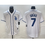 Men's Los Angeles Dodgers #7 Julio Urias White Cool Base Stitched Baseball Jersey