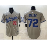 Men's Los Angeles Dodgers #72 Miguel Rojas Gray 2025 World Series Champions Patch Limited Stitched Baseball Jersey