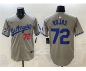 Men's Los Angeles Dodgers #72 Miguel Rojas Gray 2025 World Series Champions Patch Limited Stitched Baseball Jersey