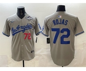 Men's Los Angeles Dodgers #72 Miguel Rojas Grey 2025 World Series Patch Limited Stitched Baseball Jersey