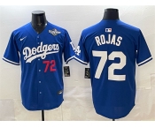 Men's Los Angeles Dodgers #72 Miguel Rojas Royal 2025 World Series Patch Limited Stitched Baseball Jersey