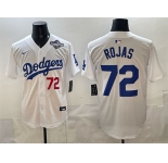 Men's Los Angeles Dodgers #72 Miguel Rojas White 2025 World Series Patch Limited Stitched Baseball Jersey