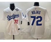Men's Los Angeles Dodgers #72 Miguel Rojas White 2025 World Series Patch Limited Stitched Baseball Jersey