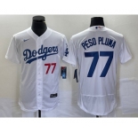 Men's Los Angeles Dodgers #77 Peso Pluma Number White Stitched Flex Base Nike Jersey