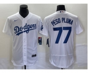 Men's Los Angeles Dodgers #77 Peso Pluma White Stitched Flex Base Nike Jersey
