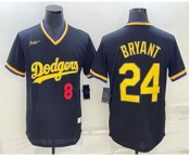 Men's Los Angeles Dodgers #8 #24 Kobe Bryant Number Black Stitched Pullover Throwback Nike Jersey1