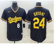Men's Los Angeles Dodgers #8 #24 Kobe Bryant Number Black Stitched Pullover Throwback Nike Jersey