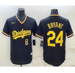 Men's Los Angeles Dodgers #8 #24 Kobe Bryant Number Black Stitched Pullover Throwback Nike Jerseys