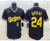Men's Los Angeles Dodgers #8 #24 Kobe Bryant Number Black Stitched Pullover Throwback Nike Jerseys