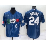 Men's Los Angeles Dodgers #8 #24 Kobe Bryant Number Navy Blue Pinstripe 2020 World Series Cool Base Nike Jersey