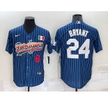 Men's Los Angeles Dodgers #8 #24 Kobe Bryant Number Rainbow Blue Red Pinstripe Mexico Cool Base Nike Jersey