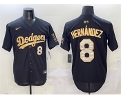 Men's Los Angeles Dodgers #8 Enrique Hernandez Black Gold Limited Stitched Baseball Jersey