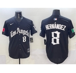 Men's Los Angeles Dodgers #8 Enrique Hernandez Black Mexico 2025 LA Gothic Style With Fernando Patch Vapor Premier Limited Stitched Baseball Jersey