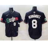 Men's Los Angeles Dodgers #8 Enrique Hernandez Black Mexico Flag Limited Stitched Baseball Jersey