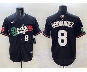 Men's Los Angeles Dodgers #8 Enrique Hernandez Black Mexico Flag Limited Stitched Baseball Jersey