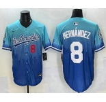 Men's Los Angeles Dodgers #8 Enrique Hernandez Blue 2025 City Connect Limited Stitched Jersey