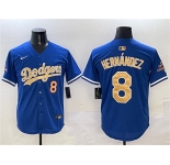 Men's Los Angeles Dodgers #8 Enrique Hernandez Royal 2025 Gold Collection Limited Stitched Baseball Jersey