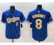 Men's Los Angeles Dodgers #8 Enrique Hernandez Royal 2025 Gold Collection Limited Stitched Baseball Jersey