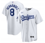 Men's Los Angeles Dodgers #8 Enrique Hernandez White 2025 World Series Champions Stitched Baseball Jersey