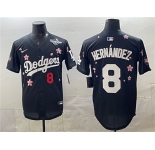 Men's Los Angeles Dodgers #8 Enrique Hernández Black 2025 World Series Patch Tokyo Series Limited Stitched Baseball Jersey