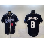Men's Los Angeles Dodgers #8 Enrique Hernández Black Cool Base Stitched Baseball Jerseys