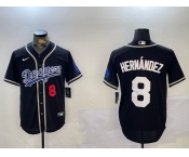 Men's Los Angeles Dodgers #8 Enrique Hernández Black Cool Base Stitched Baseball Jerseys