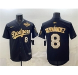 Men's Los Angeles Dodgers #8 Enrique Hernández Black Gold 2025 World Series Limited Stitched Baseball Jersey