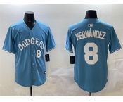 Men's Los Angeles Dodgers #8 Enrique Hernández Light Blue Limited Stitched Baseball Jersey