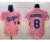 Men's Los Angeles Dodgers #8 Enrique Hernández Pink 2025 Tokyo Series Limited Stitched Baseball Jersey